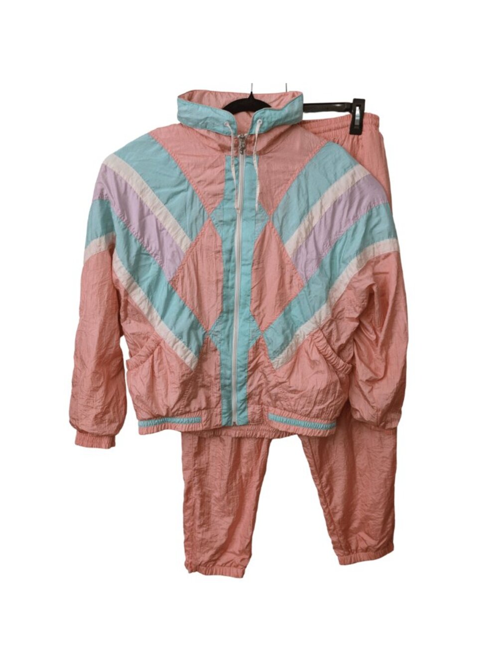 Vintage 90s Lavon Pastel Colorblock Nylon Tracksuit Set XL